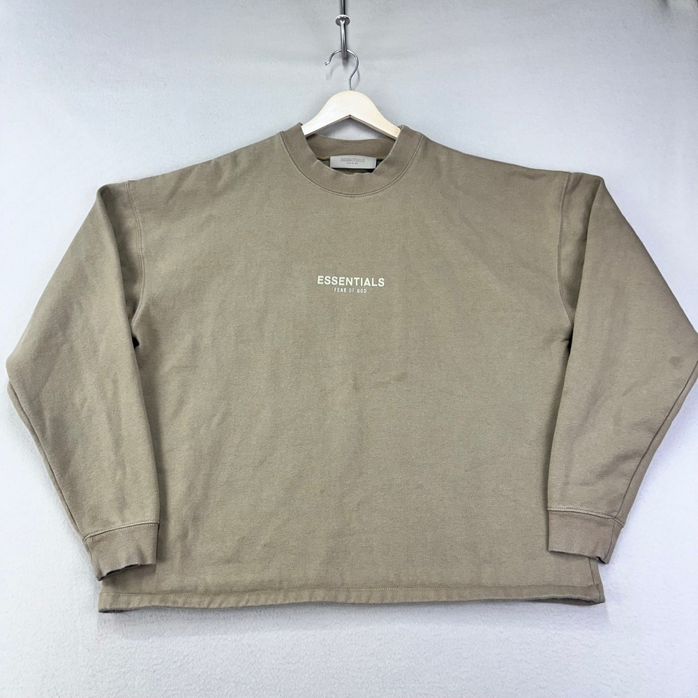 Fear Of God ESSENTIALS Crewneck Womens Small Tan Oversized Boxy Pullover Baggy